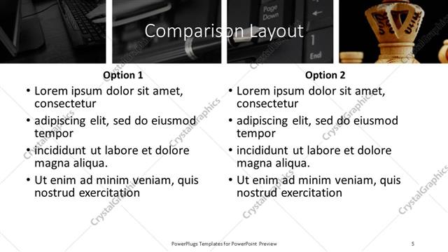 Comparison presentation slide layout