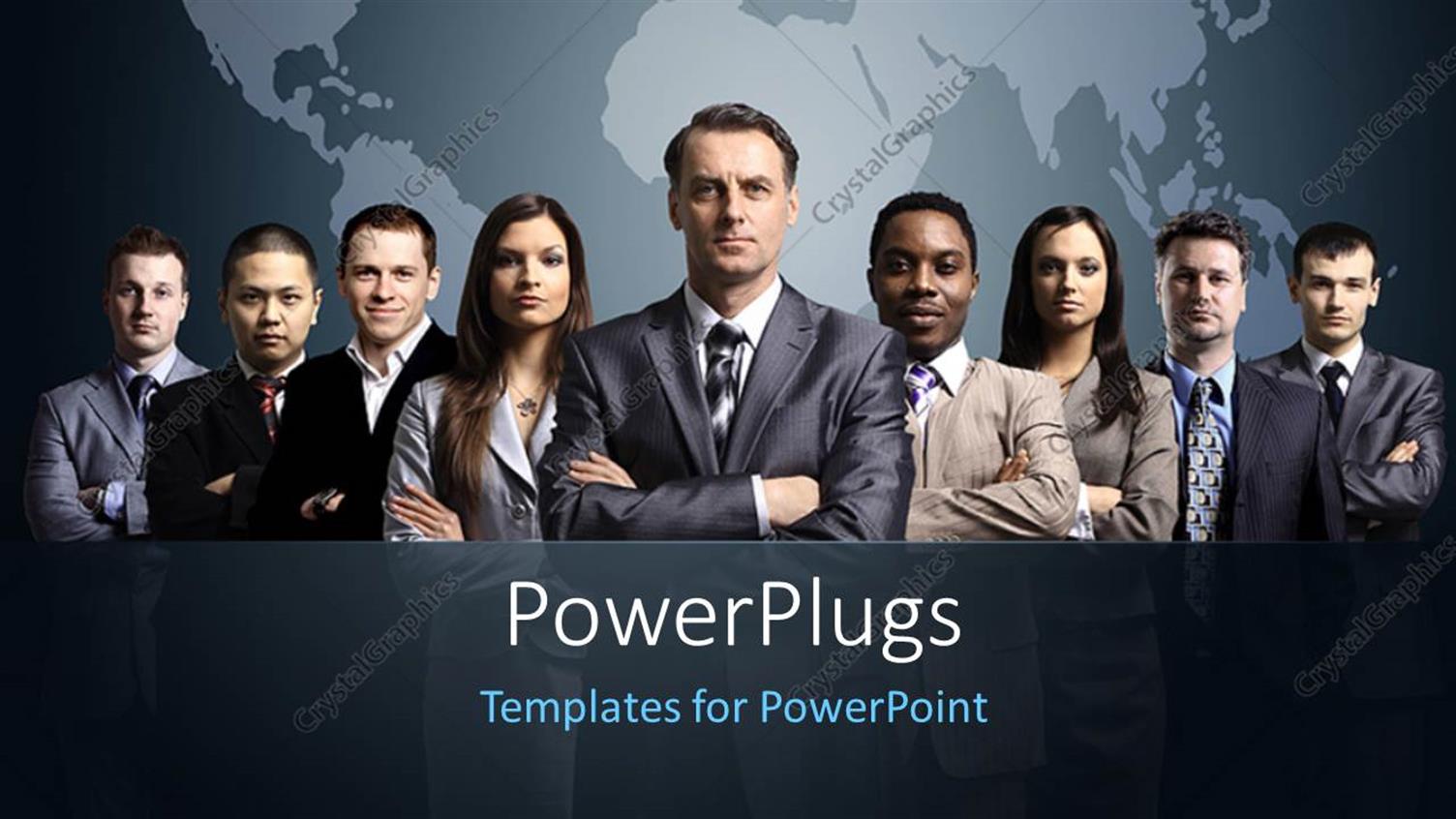 Featuring a Number of Professional People with Map of the Earth in the Background