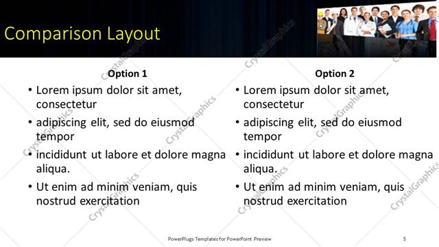 Comparison presentation slide layout
