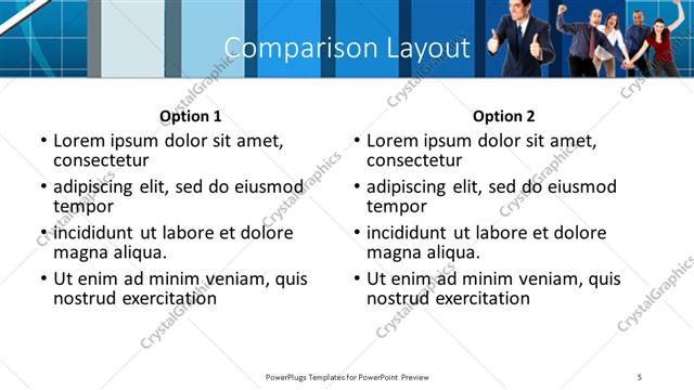 Comparison presentation slide layout