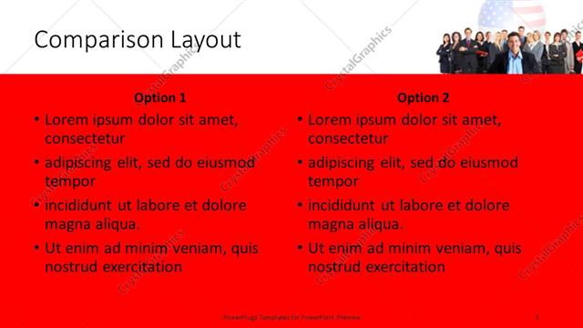 Comparison presentation slide layout