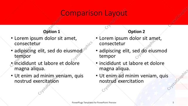 Comparison presentation slide layout