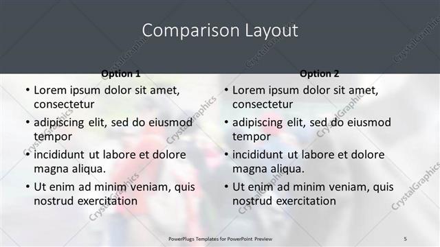 Comparison presentation slide layout
