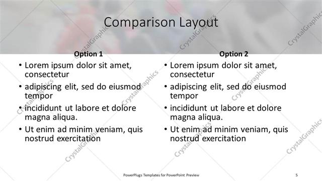 Comparison presentation slide layout
