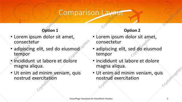 Comparison presentation slide layout