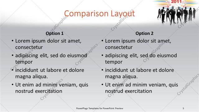 Comparison presentation slide layout