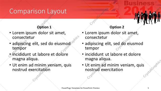 Comparison presentation slide layout