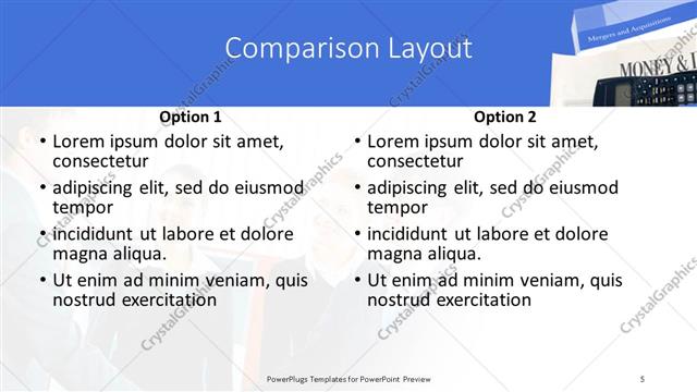 Comparison presentation slide layout