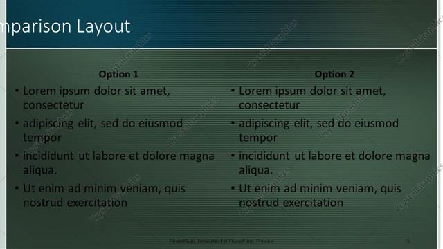 Comparison presentation slide layout