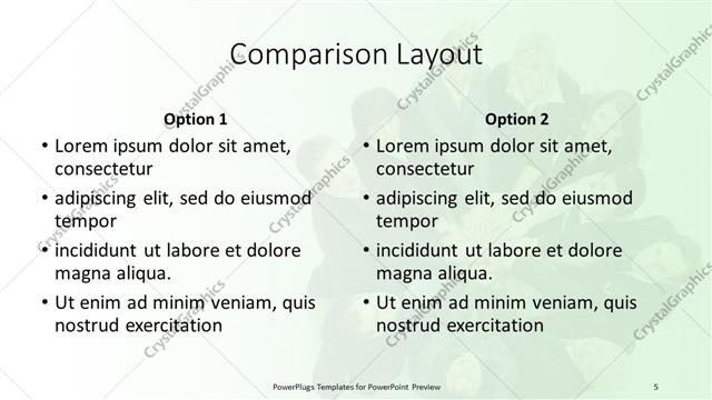 Comparison presentation slide layout