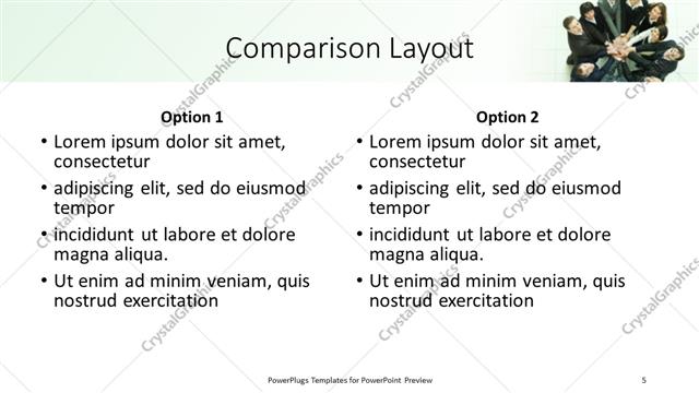 Comparison presentation slide layout