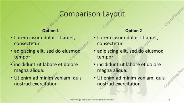 Comparison presentation slide layout