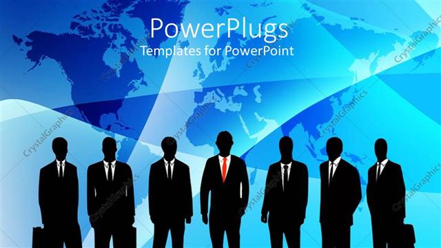  Presentation with organization - A number of professionals with map of the Earth in the background