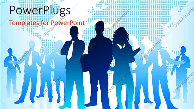  Presentation with professionals - A number of professionals with map of the Earth in the background