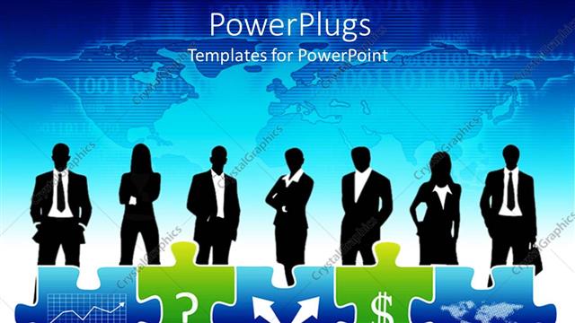  Presentation with professionals - A number of professionals with map of the Earth in the background