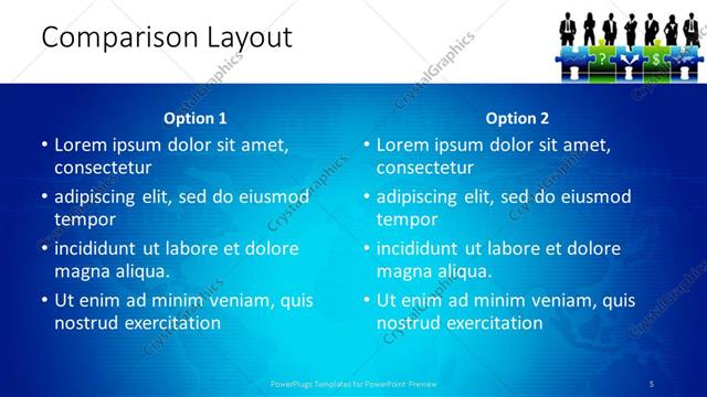 Comparison presentation slide layout