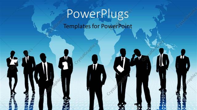  Presentation with professionals - A number of professionals with map of the Earth in background