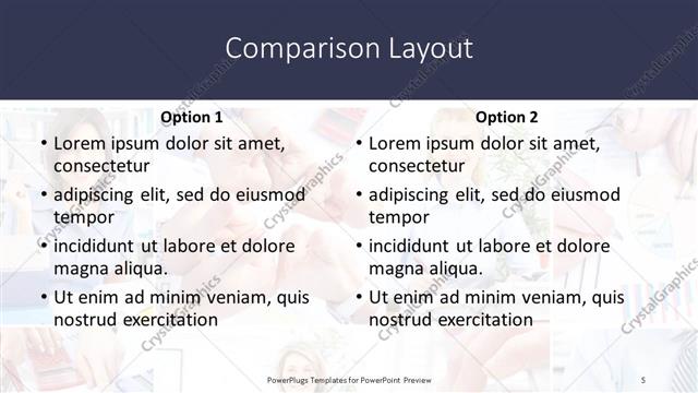 Comparison presentation slide layout