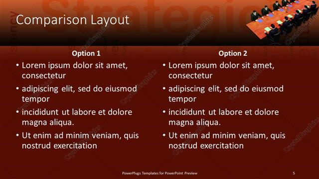 Comparison presentation slide layout