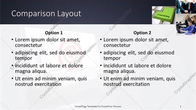 Comparison presentation slide layout