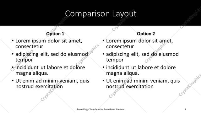 Comparison presentation slide layout