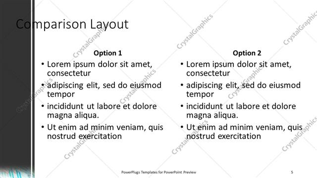 Comparison presentation slide layout