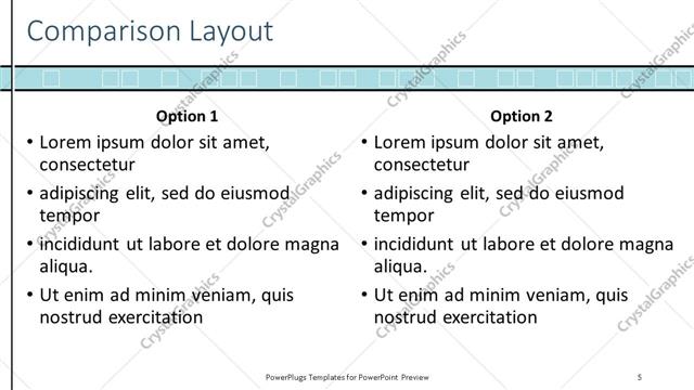 Comparison presentation slide layout