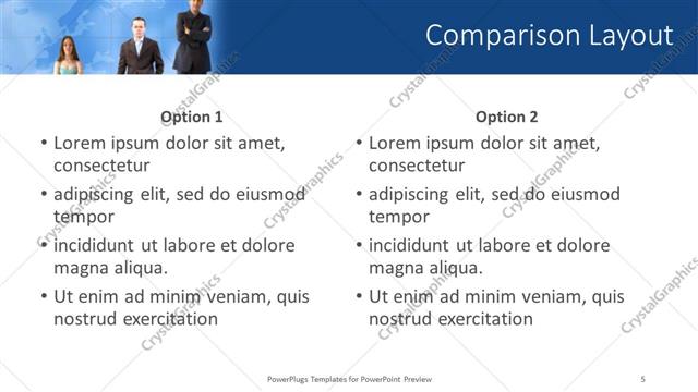 Comparison presentation slide layout