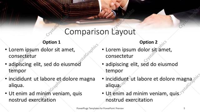Comparison presentation slide layout
