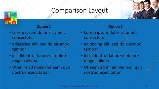 Comparison presentation slide layout