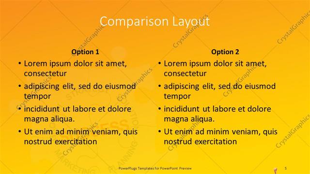 Comparison presentation slide layout