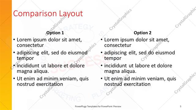 Comparison presentation slide layout