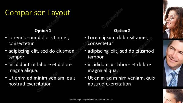 Comparison presentation slide layout