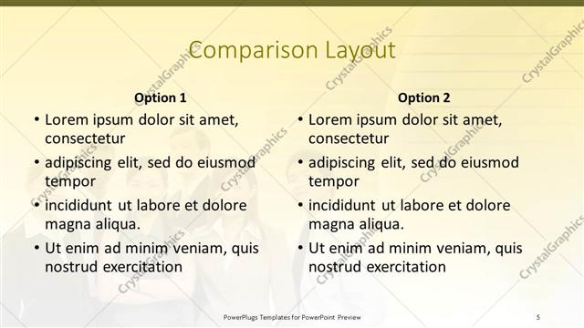 Comparison presentation slide layout