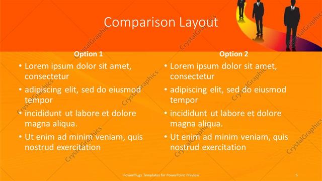 Comparison presentation slide layout