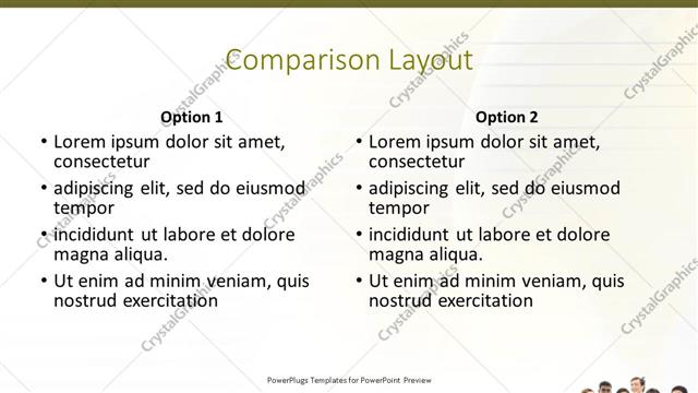 Comparison presentation slide layout