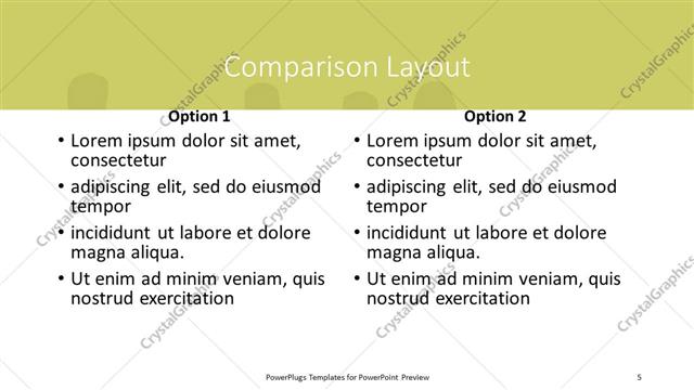 Comparison presentation slide layout