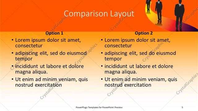 Comparison presentation slide layout