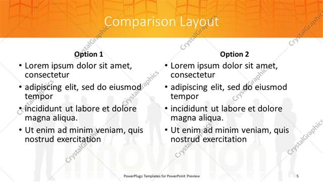 Comparison presentation slide layout