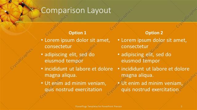 Comparison presentation slide layout