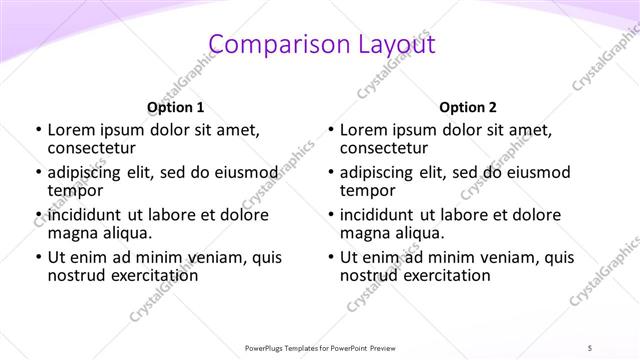 Comparison presentation slide layout