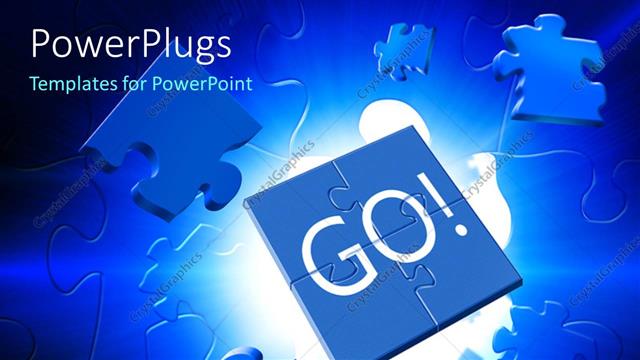  Presentation with elements - A number of puzzle pieces with bluish background and place for text