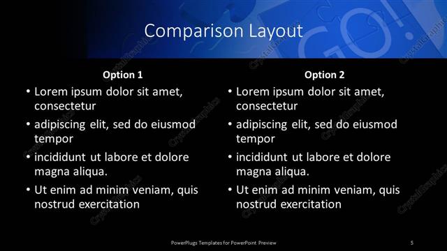 Comparison presentation slide layout
