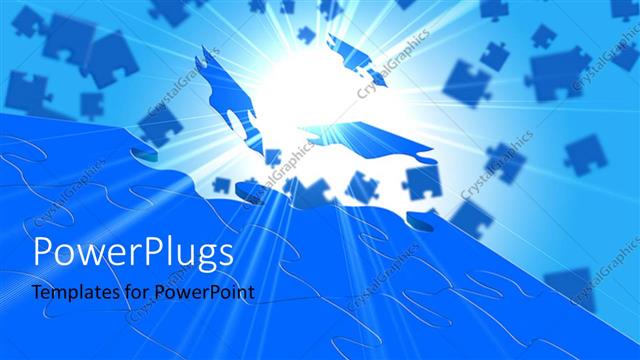  Presentation with elements - A number of puzzle pieces with bluish background