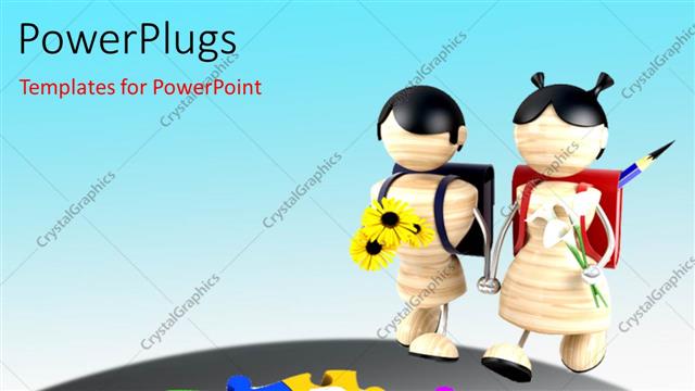  Presentation with learn - A number of puzzle pieces with bluish background and place for text