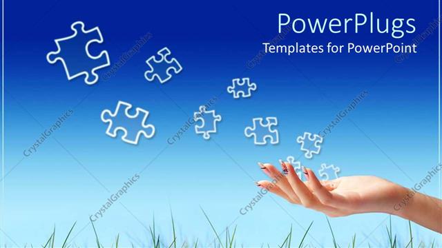  Presentation with puzzle pieces - A number of puzzle pieces with bluish background