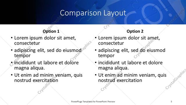 Comparison presentation slide layout