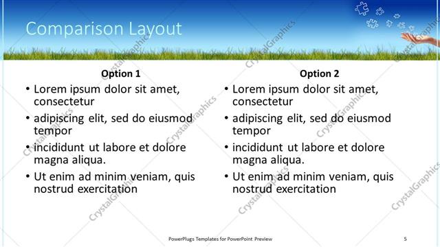Comparison presentation slide layout