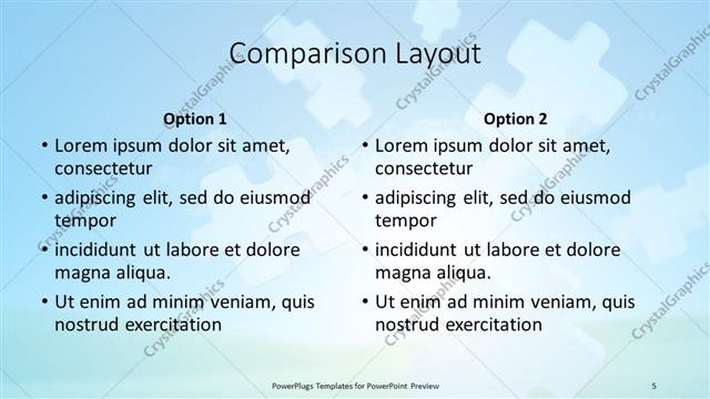 Comparison presentation slide layout