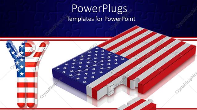  Presentation with flag puzzle - A number of puzzle pieces making the American flag